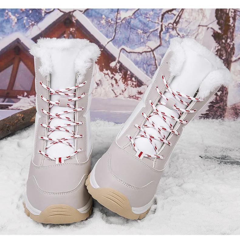 Outdoor Non-slip Women Warm Waterproof Boots Fashion Designer Plush Snow Boots - JVMCL