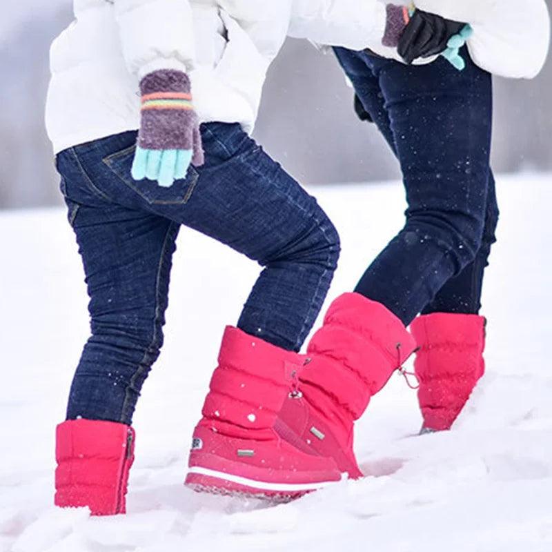 Platform Spring Winter Thick Waterproof Non-slip Fashion Fur Women Snow Boots - JVMCL