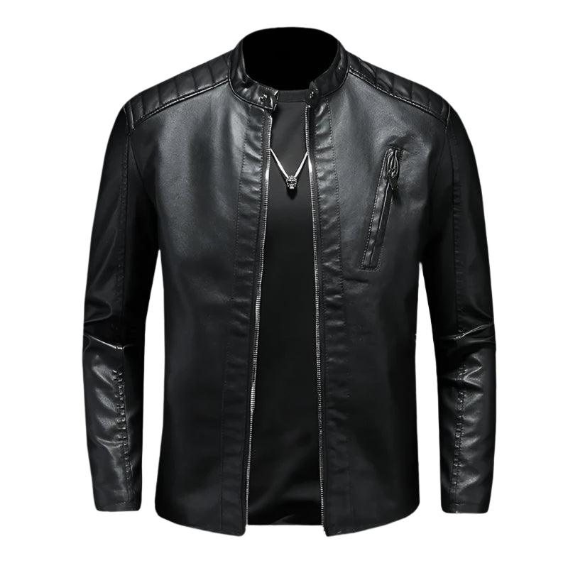 Men Slim Fit Casual Motorcycle White Large Size Stand Faux Leather Jacket Outerwear 5xl - JVMCL