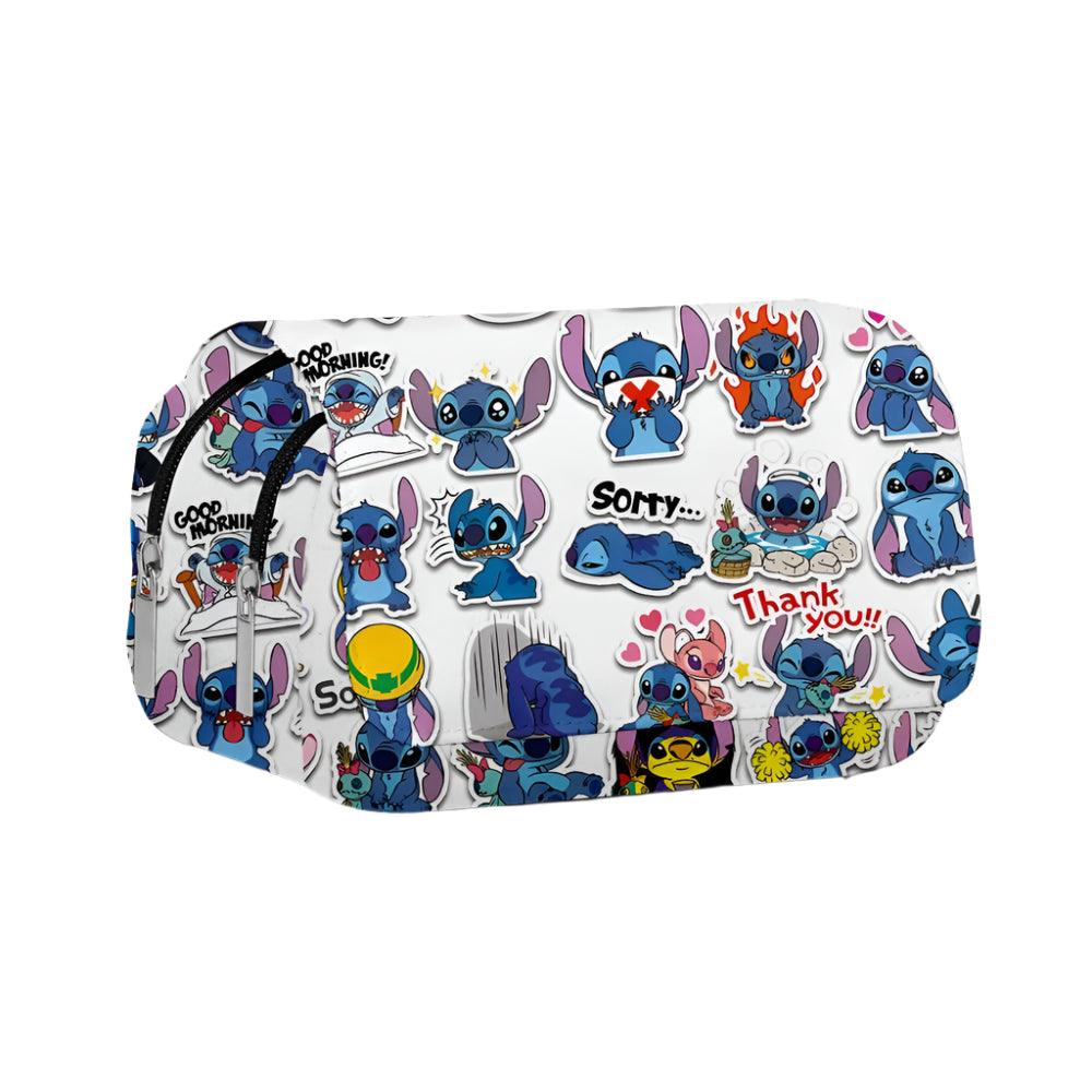 Stitch Fully Printed Flap Pen Bag - Large Capacity Cartoon Students Pencil Case - JVMCL