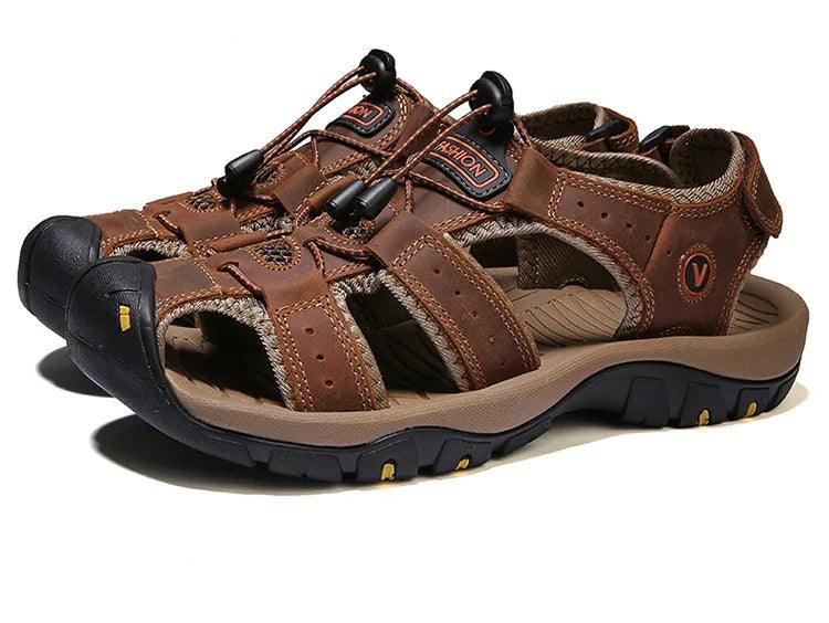 Men's Genuine Leather Gladiator Sandals – Sizes 38-47 - JVMCL