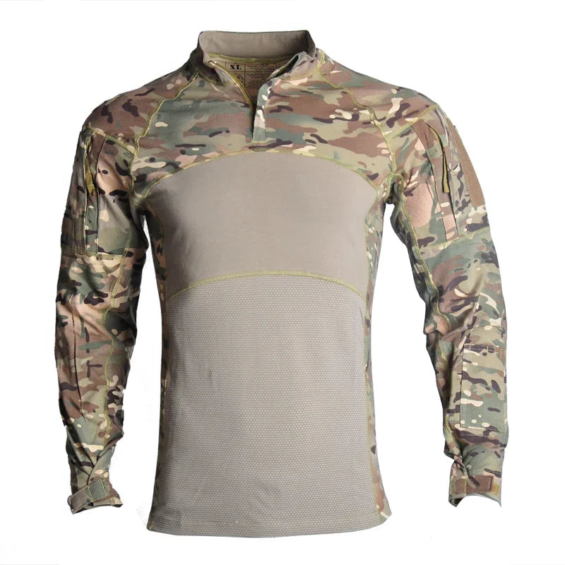 Men’s Cotton Tactical Combat Shirt – Long Sleeve Military Hiking & Climbing Gear