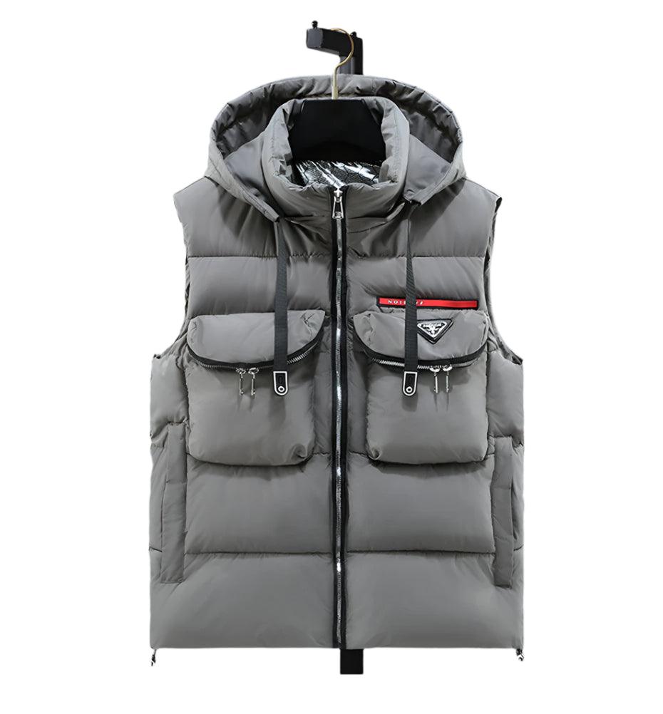 Men Winter Padded Hooded Loose Casual Thicken Warm Waistcoat Vests Jacket - JVMCL