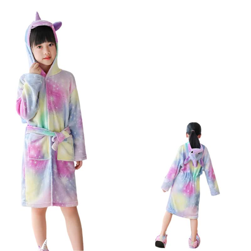 Unicorn Kids Hooded Bathrobe – Soft Flannel Animal Pajamas for Boys & Girls - JVMCL