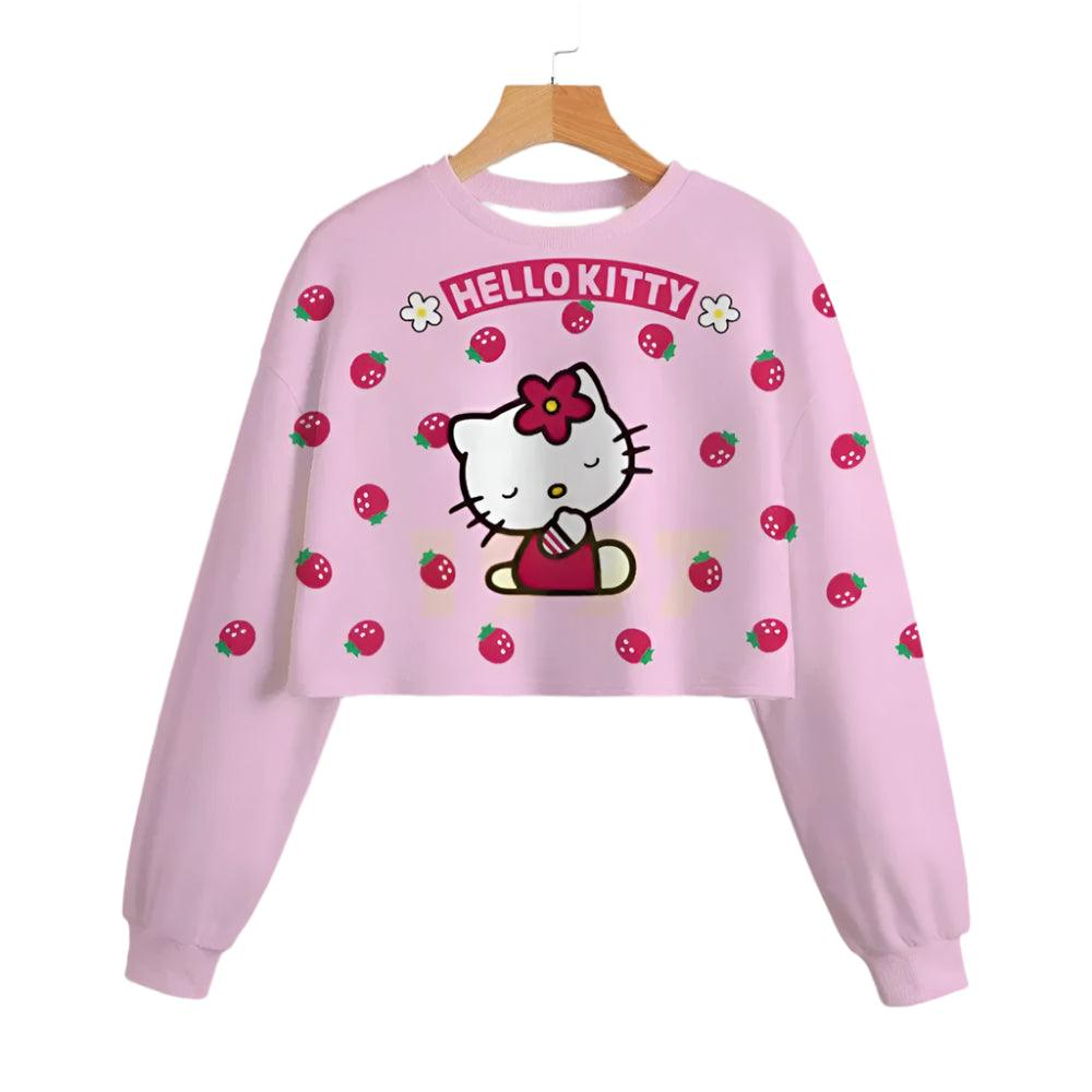 Hello Kitty Girls' Short Hoodie – Cute & Comfortable Autumn Sweatshirt - JVMCL