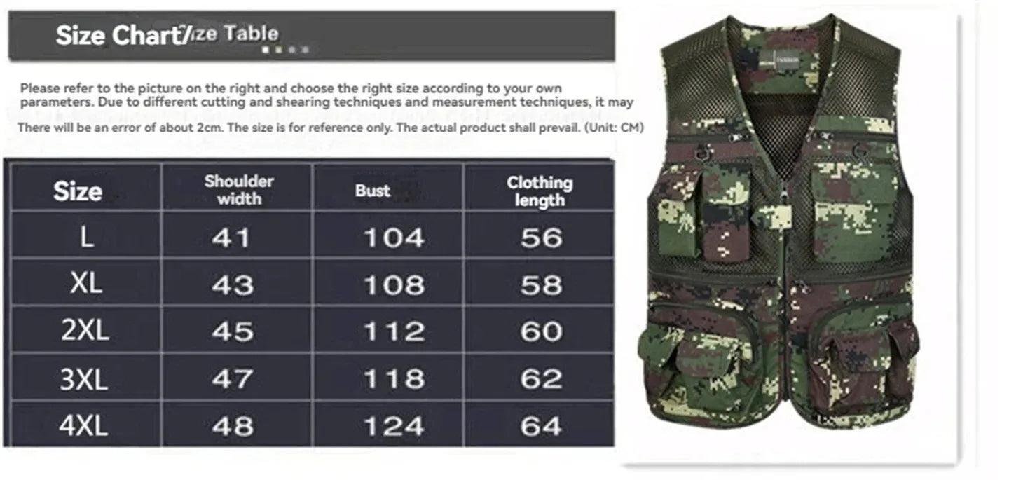 Men's Camouflage Hunting Vest - Multi-Pockets Breathable Sleeveless Jacket Outdoor Fishing Waistcoat - JVMCL