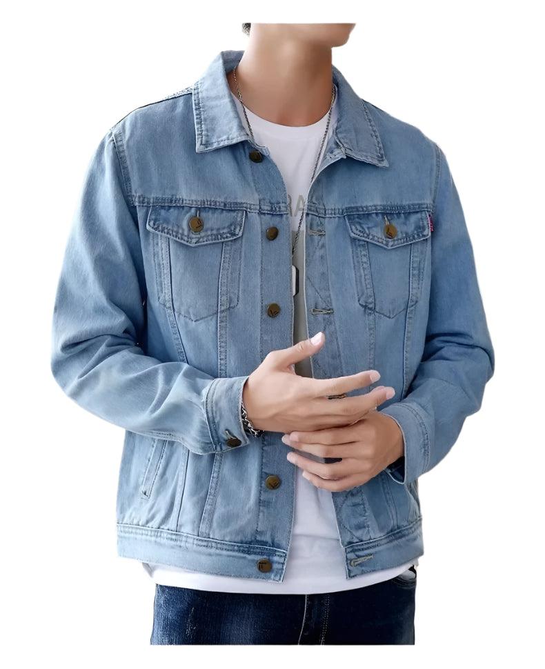 Men's Retro Denim Jacket – Slim Fit Washed Casual Jeans Coat for Spring & Autumn - JVMCL