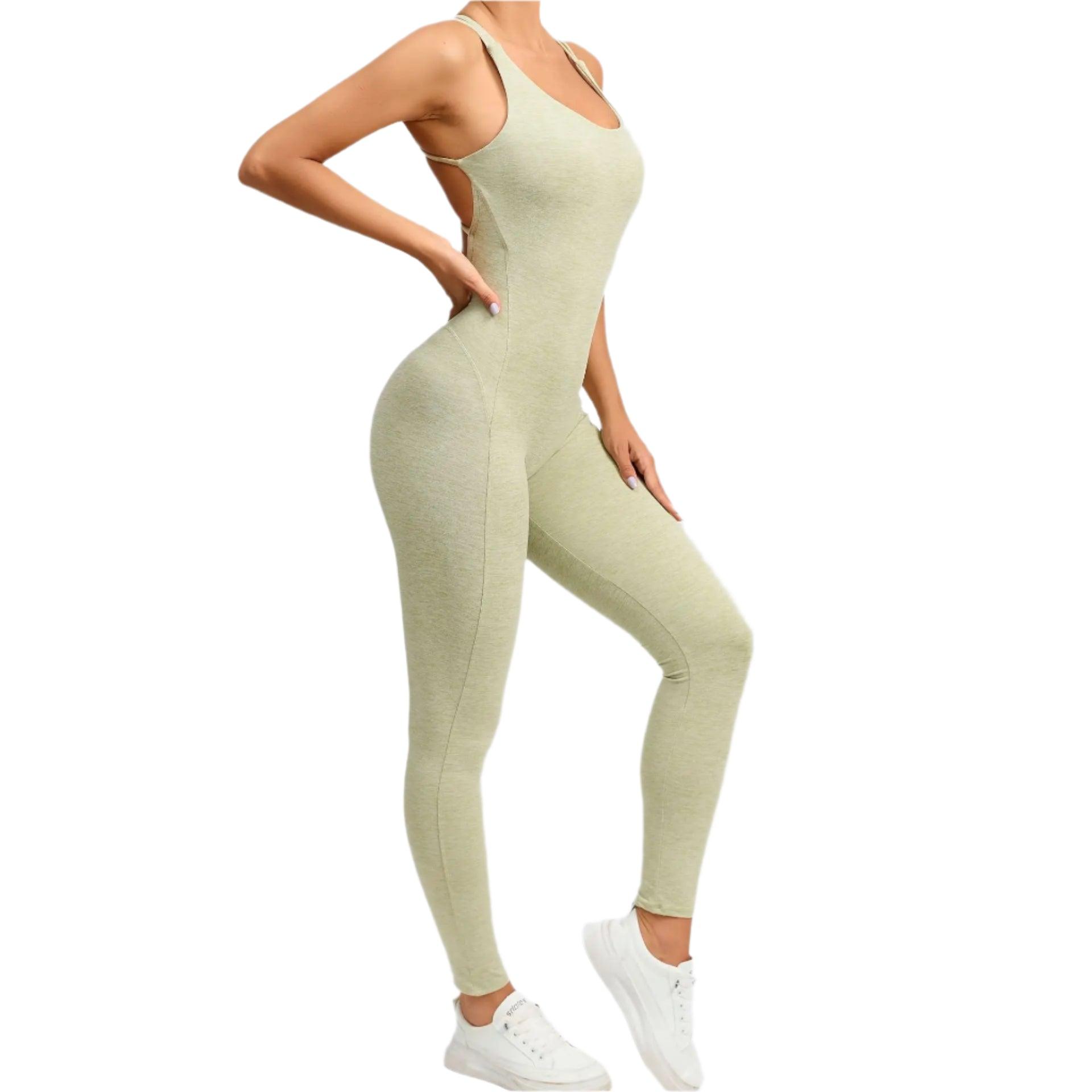 Sexy Backless Bodycon Scrunch Jumpsuit –Push-Up Dance Fitness Overalls for Women - JVMCL