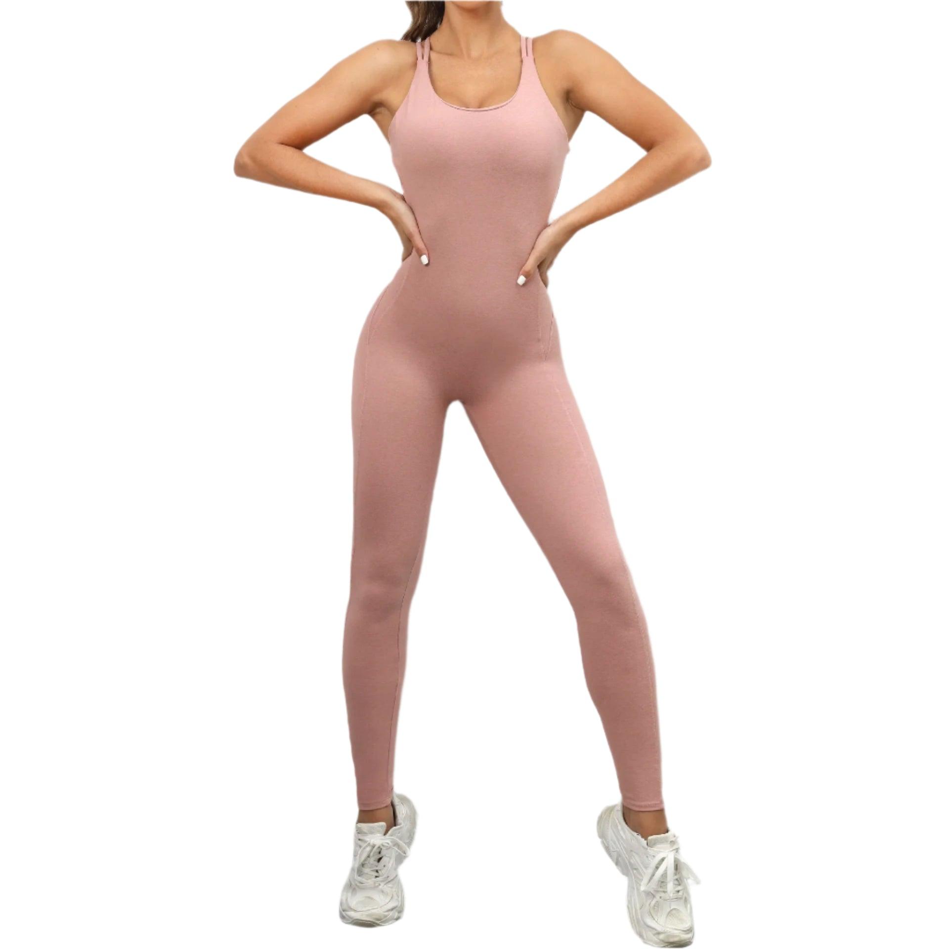 Sexy Backless Bodycon Scrunch Jumpsuit –Push-Up Dance Fitness Overalls for Women - JVMCL