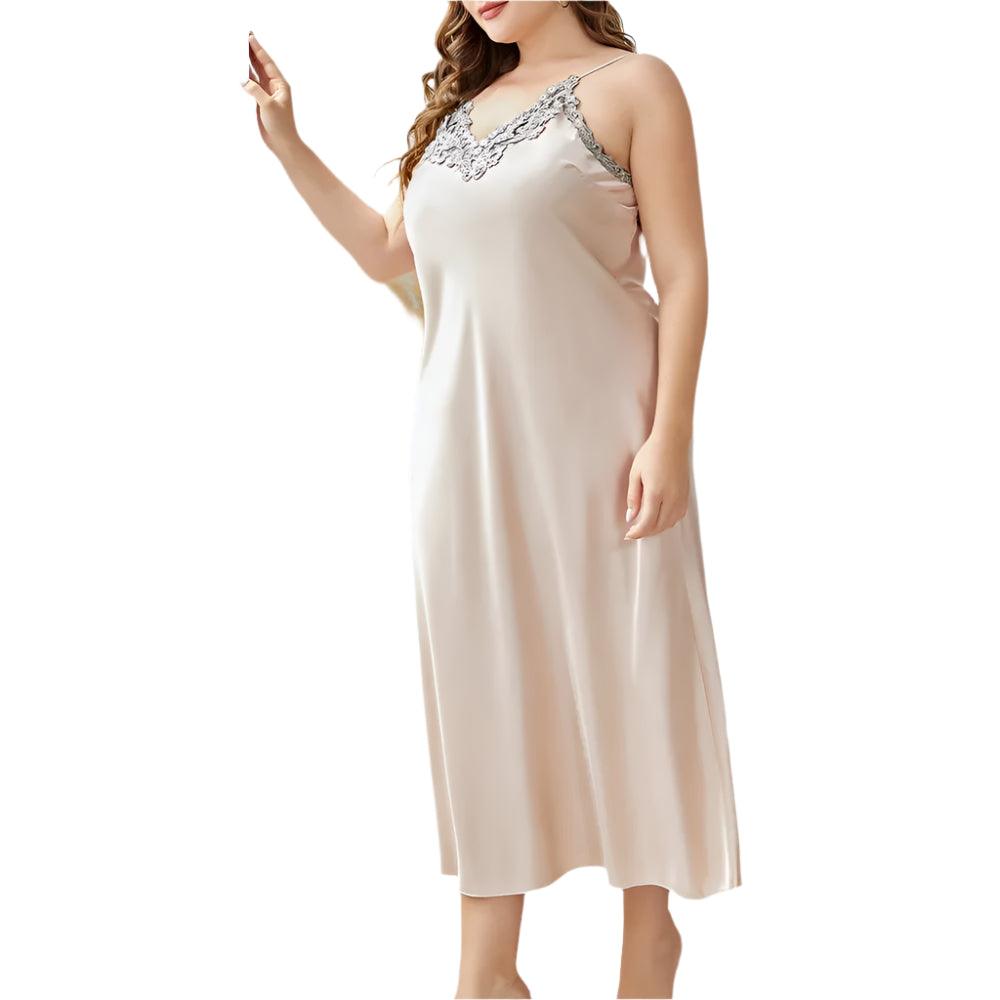 Plus Size Satin Nightgown – Sexy & Elegant Lace Chemise for Women (XL-5XL) - JVMCL