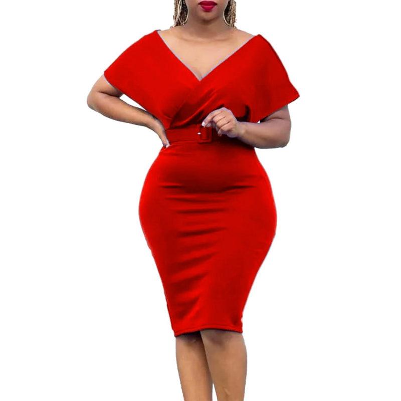 Elegant African Bodycon Midi Dress – High Waist Bandage Robe Femme Dress - JVMCL