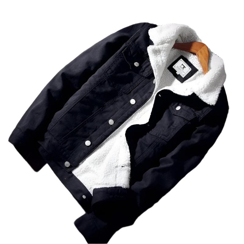 Men's Warm Fleece-Lined Denim Jacket – Winter Casual Slim Windbreaker - JVMCL