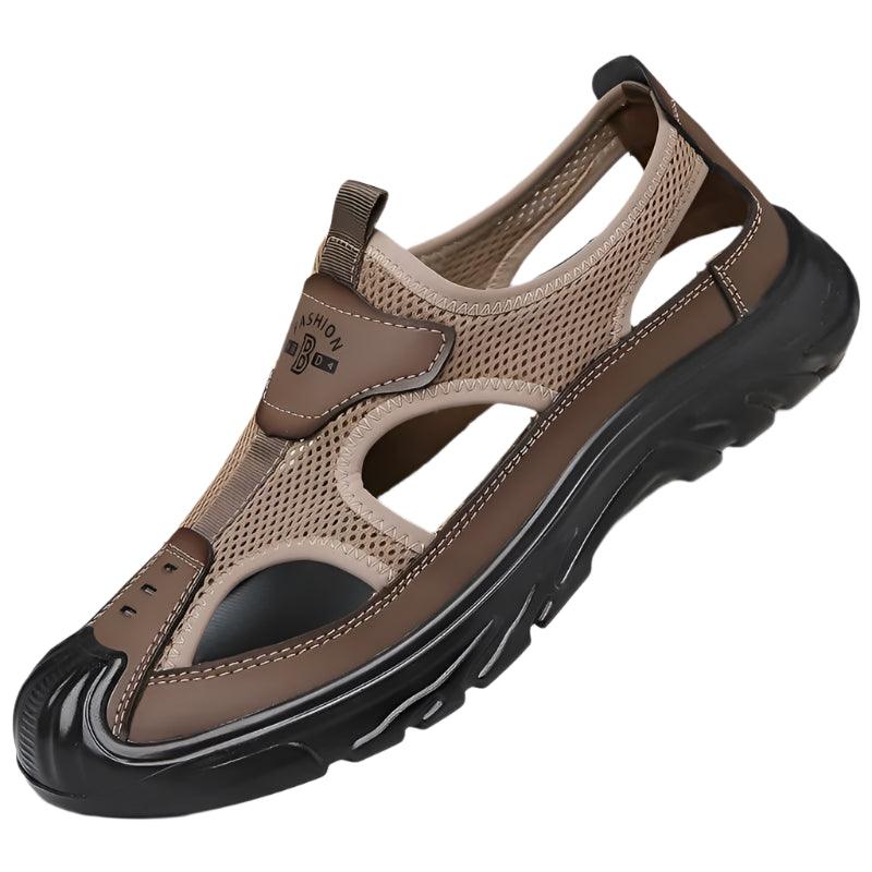 Men's Breathable Mesh Outdoor Sandals – Anti-Skid Hollow Beach Flats - JVMCL