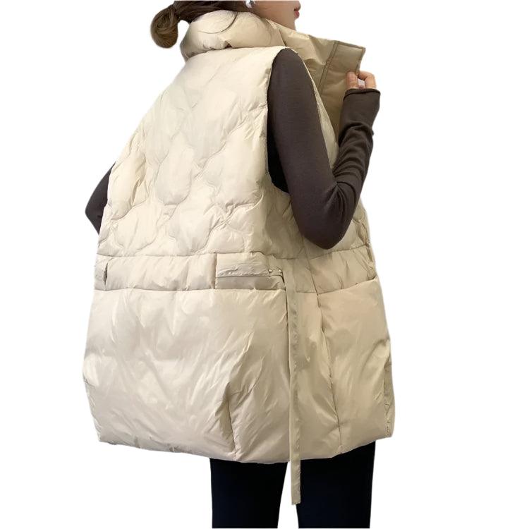 Women's Quilted Down Cotton Vest - Short Sleeveless Stand Collar Waistcoat - JVMCL