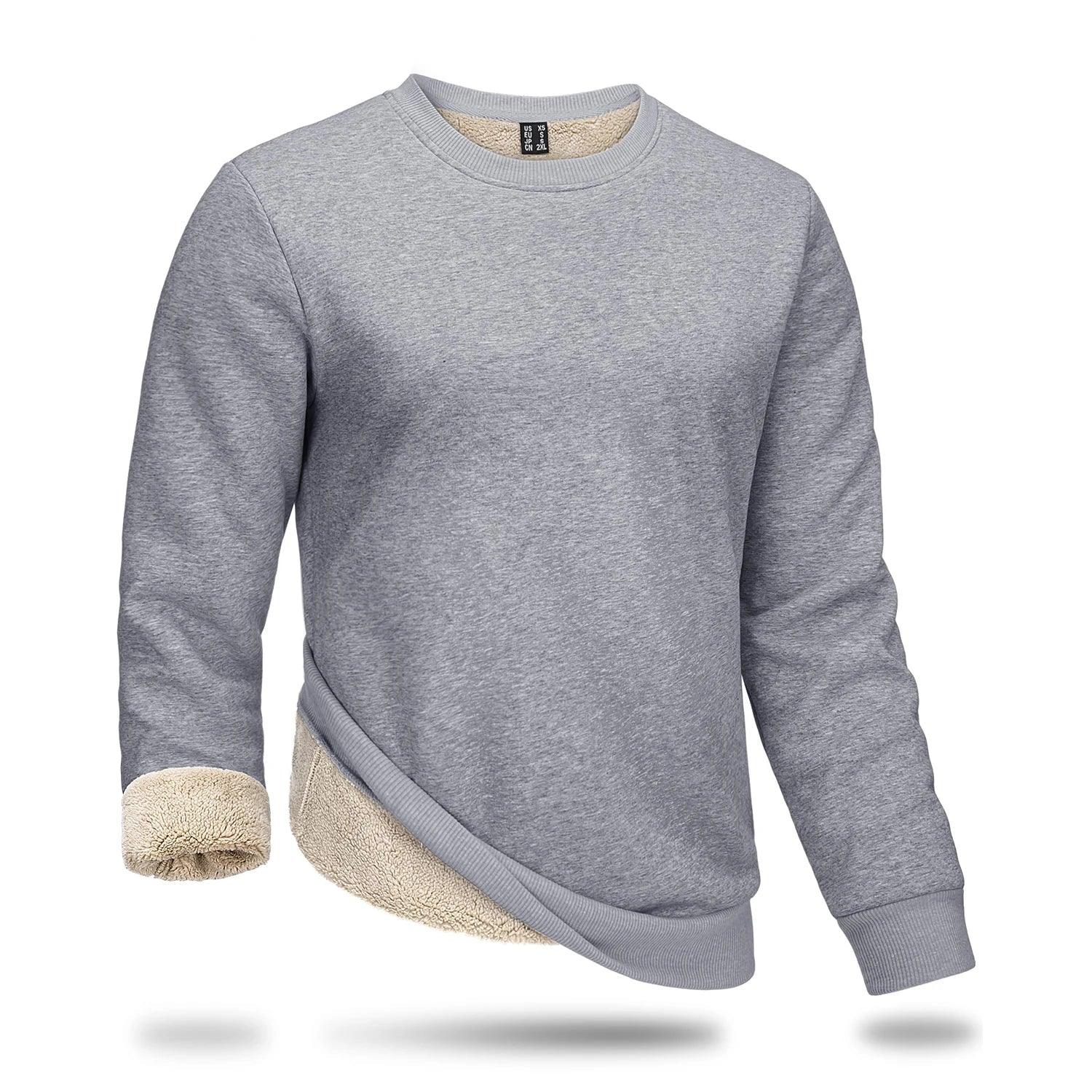 Men's Thickened Heavy Sherpa-Line Fleece Crewneck Sweatshirt Pullover - JVMCL