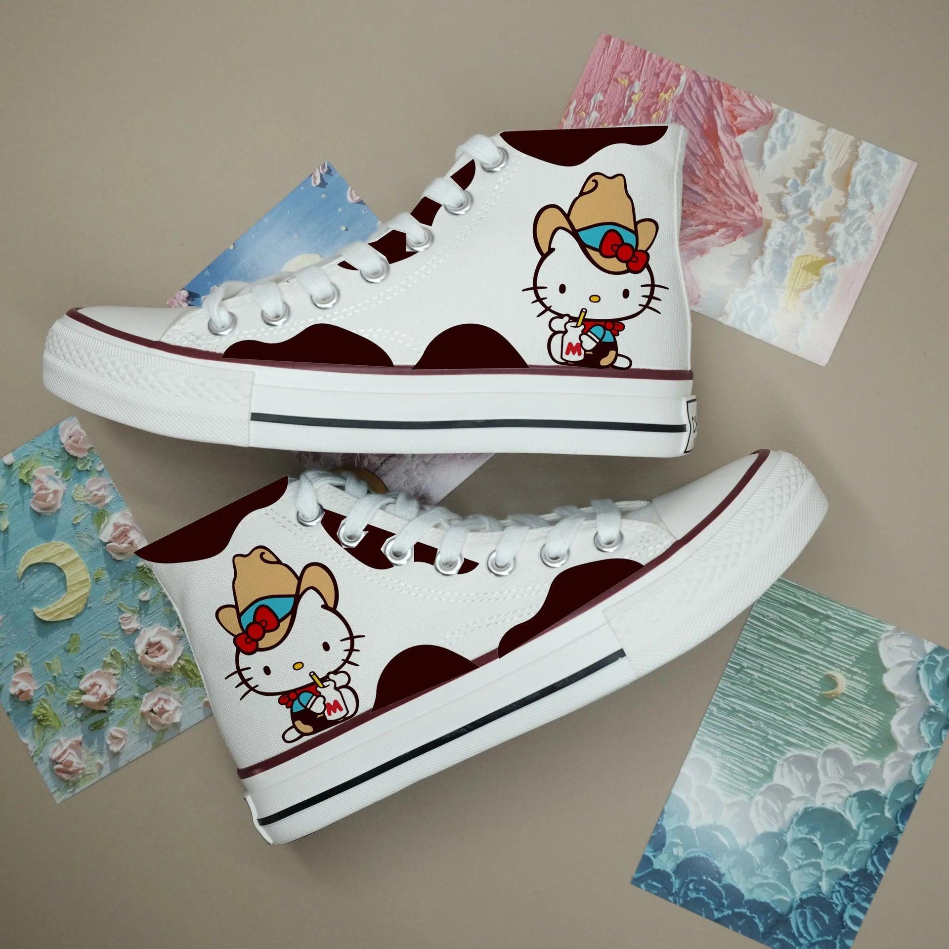 High-Top Canvas Sports Flat Sneakers – Anime-Inspired Unisex Casual Shoes - JVMCL