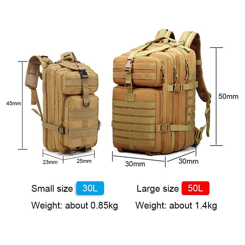 Tactical Waterproof Outdoor Backpack –Multifunctional Hiking, Camping, Travel Bag - JVMCL