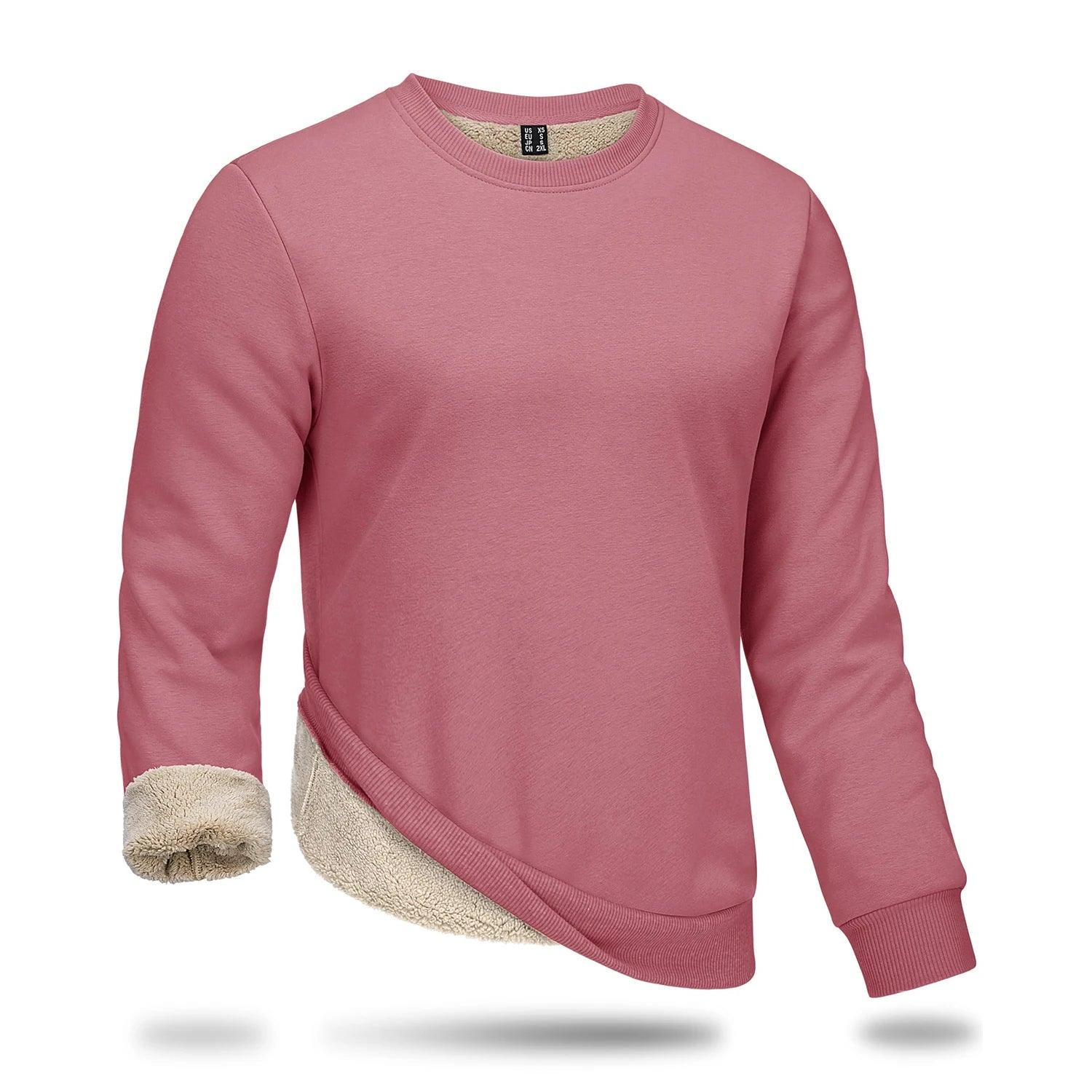 Men's Thicken Fleece Crewneck Sweatshirt – Heavy Sherpa-Lined Winter Pullover - JVMCL