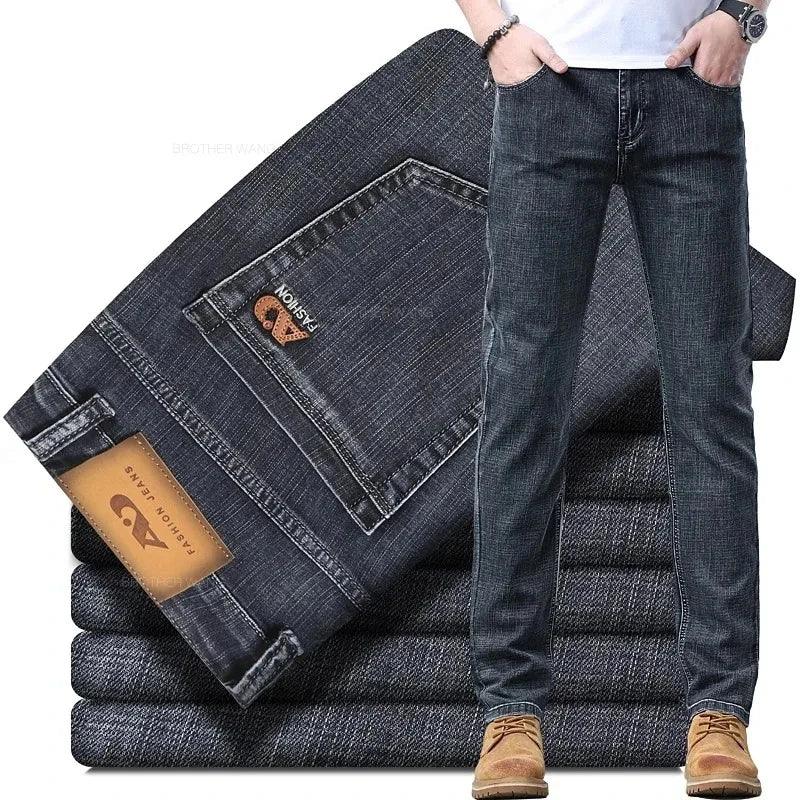 Men's Thin Casual Stretch Fashion Business Casual Straight Classic Denim Pants - JVMCL