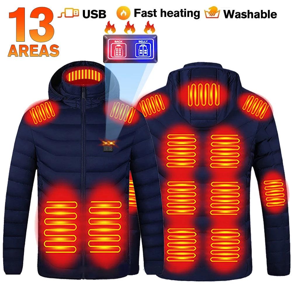 21-Area Heated Waterproof Winter Coat – USB-Powered Warm Vest for Men & Women - JVMCL