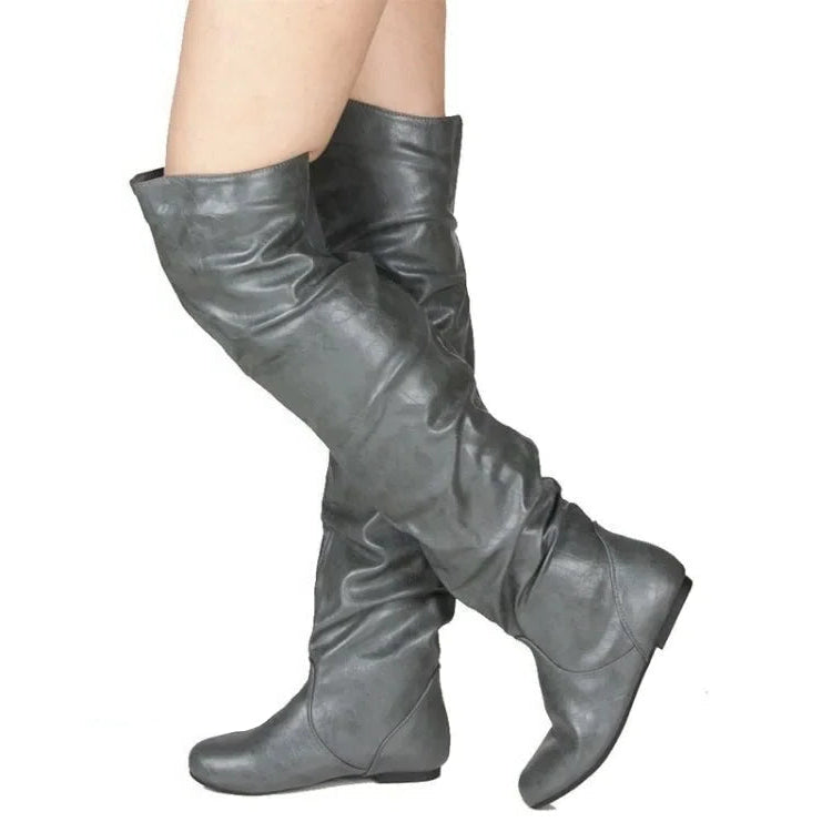 Women’s Versatile Mid-Calf Low Heel Western Chunky Platform Motorcycle Boots - JVMCL