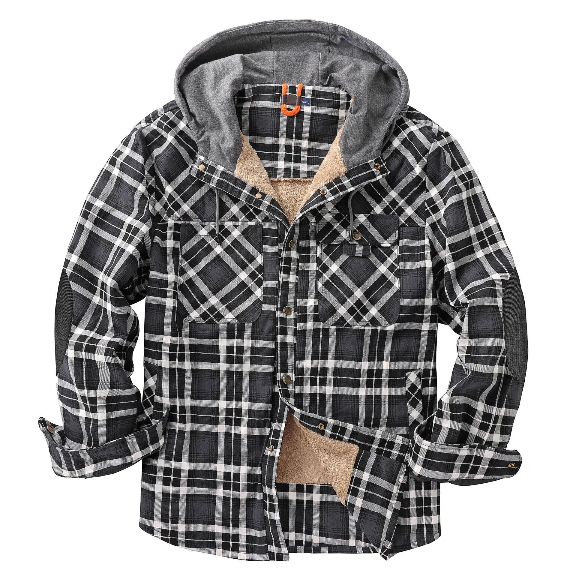 American Cross-Border Men's Plaid Hooded Winter Jacket - JVMCL