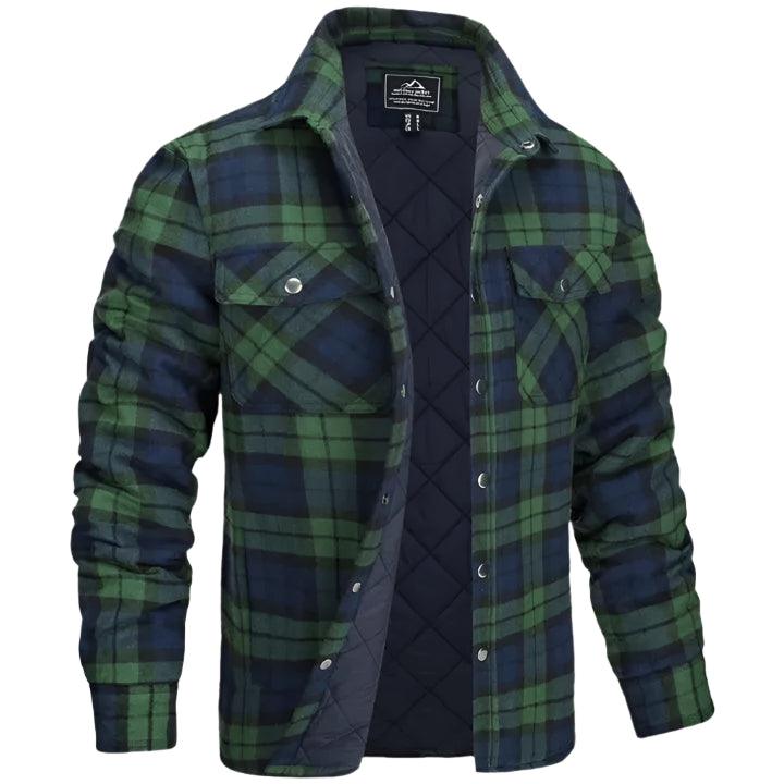 Men’s Plaid Long-Sleeve Winter Jacket – Thick Lapel Bomber Coat for Autumn & Winter - JVMCL