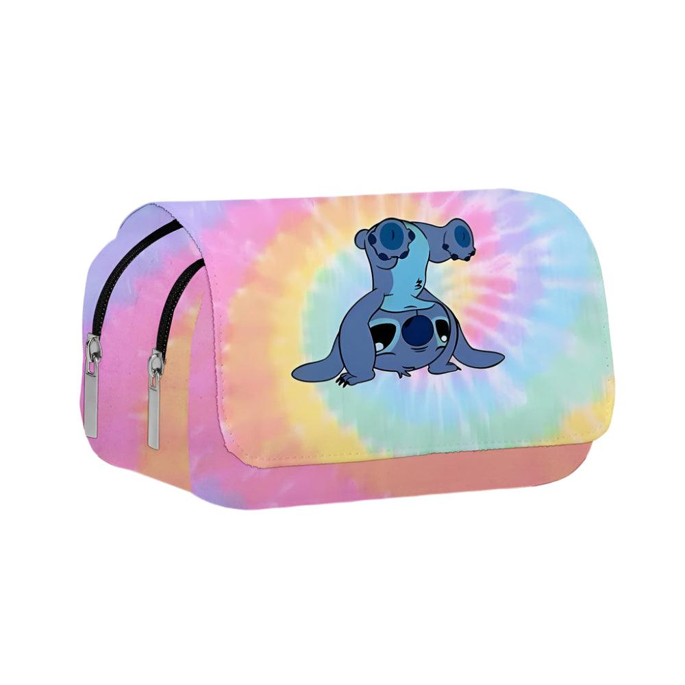 Stitch Fully Printed Flap Pen Bag - Large Capacity Cartoon Students Pencil Case - JVMCL