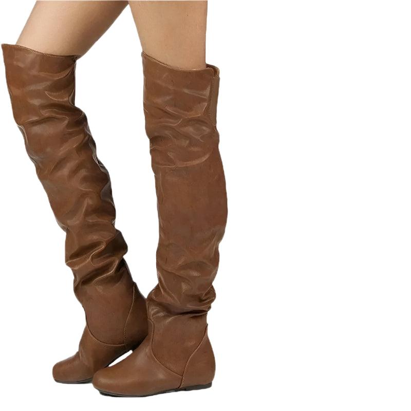 Versatile Women’s Mid-Calf Low Heel Western Chunky Platform Motorcycle Boots - JVMCL