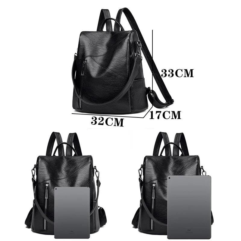 Vintage Anti-Theft Soft Leather Backpack, – Stylish & Secure Travel Companion - JVMCL