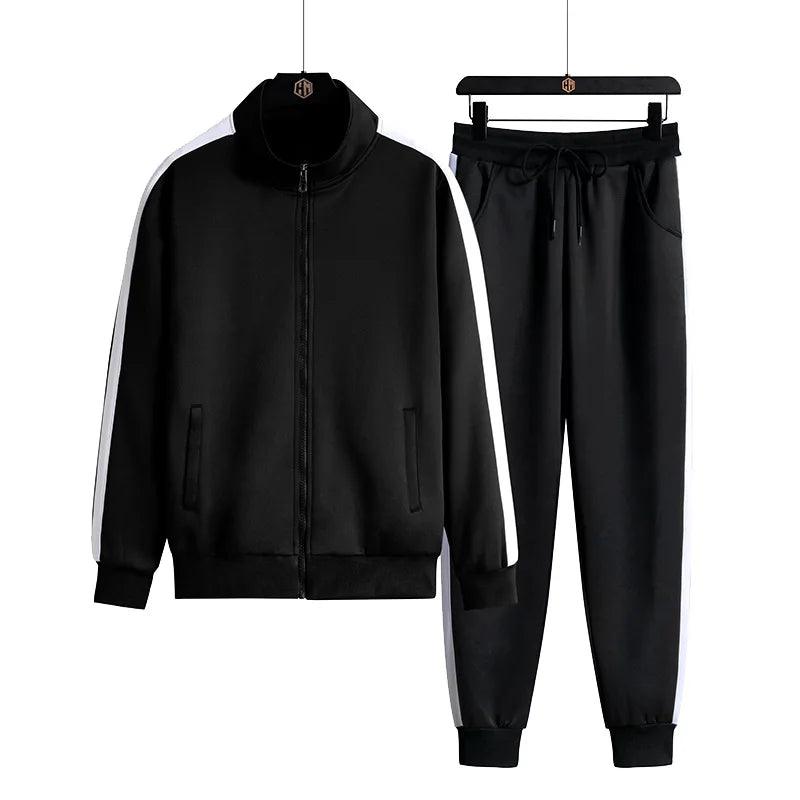 Men Sportswear Tracksuit–Loose Zip-Up Jacket and Pant Jogger Fitness Workout Set - JVMCL