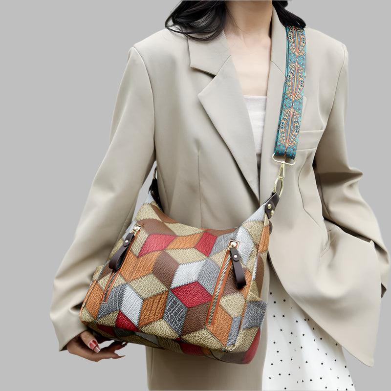 Multi-Pocket Women's Shoulder & Crossbody Bag - Luxury Patchwork PU Leather Handbag - JVMCL