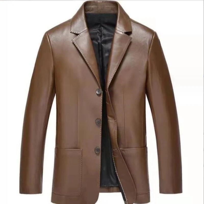 Leather Jacket for Men - Autumn Winter Casual Soft Motorcycle Outerwear (M-3XL) - JVMCL