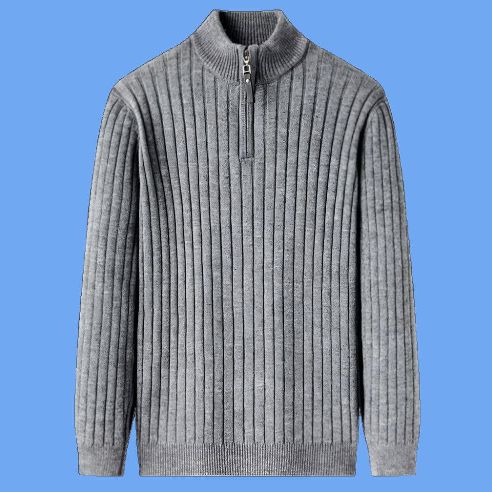 Quarter Zip Sweater Slim Fit Knitted Turtleneck Pullover Mock Neck Polo Sweater - JVMCL