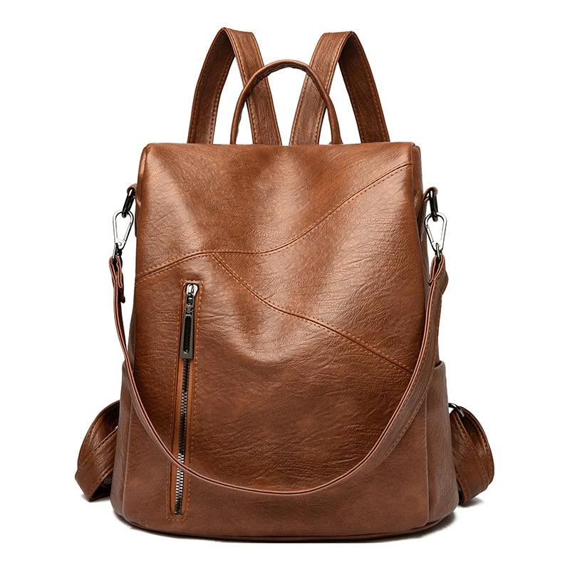 Vintage Anti-Theft Soft Leather Backpack, – Stylish & Secure Travel Companion - JVMCL