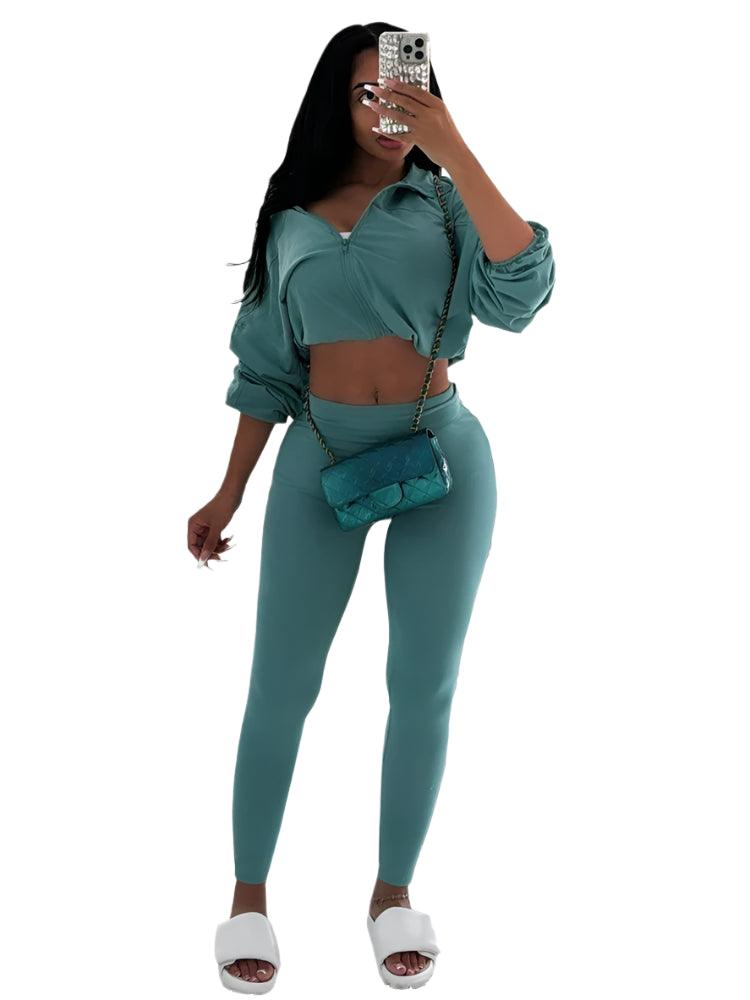 Fashion Women's Jogging Pants Set - Long Sleeve & Leggings Matching Suit - JVMCL