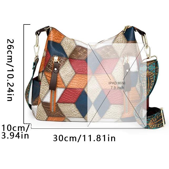 Multi-Pocket Women's Shoulder & Crossbody Bag - Luxury Patchwork PU Leather Handbag - JVMCL