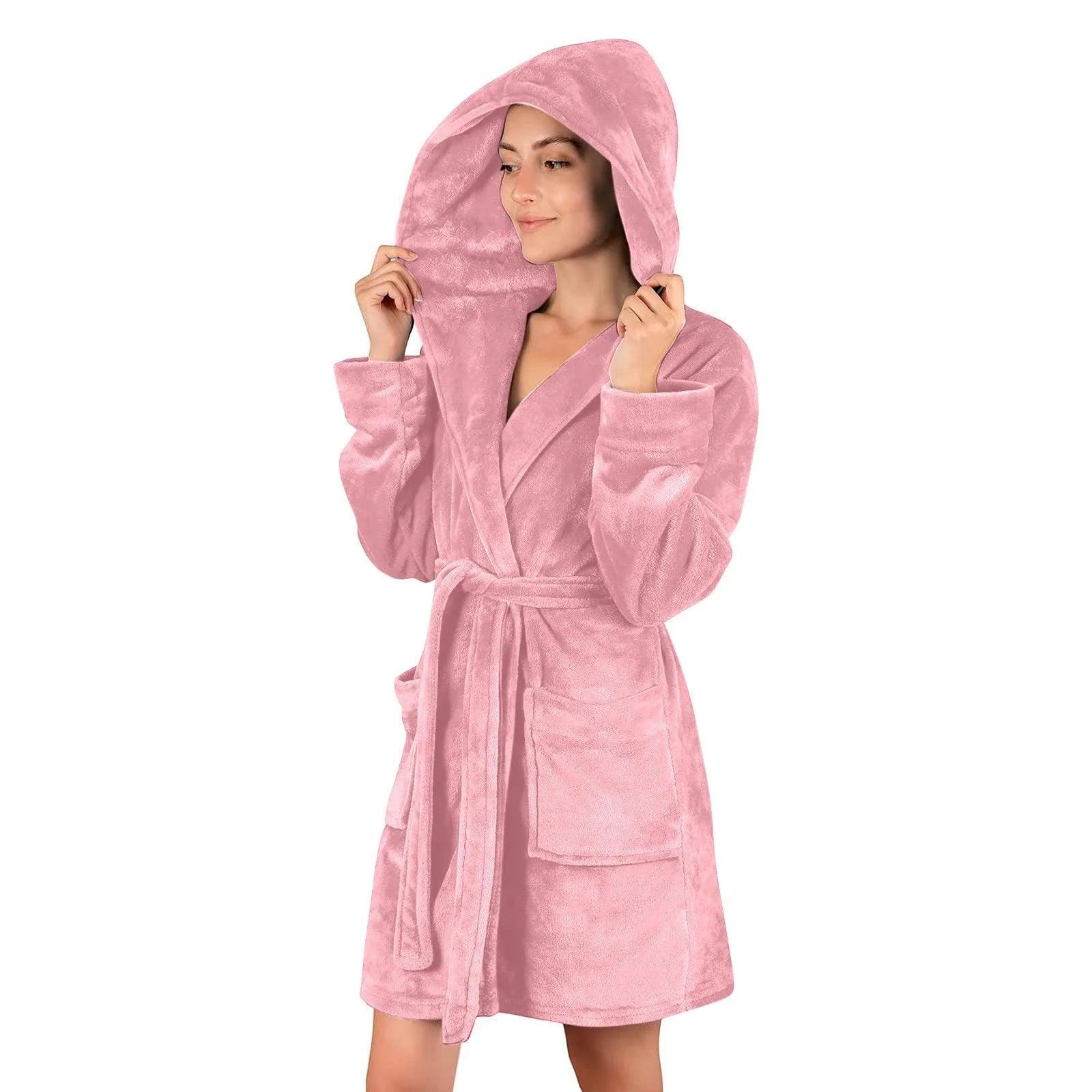 Elegant Hooded Cotton-Polyester Kimono Bathrobe – Soft, Cozy & Stylish! - JVMCL