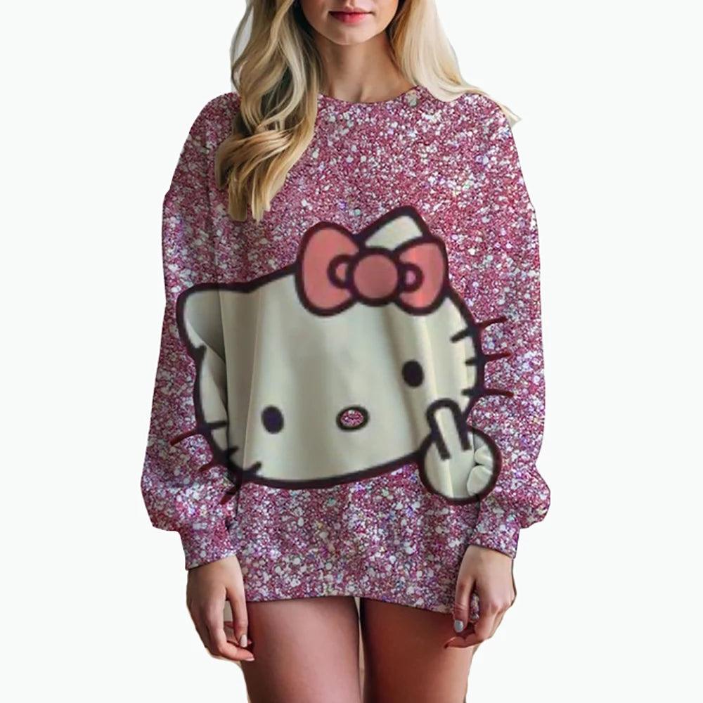 Cute & Trendy Hello Kitty 3D Print Sweatshirt – Youthful Casual Wear - JVMCL