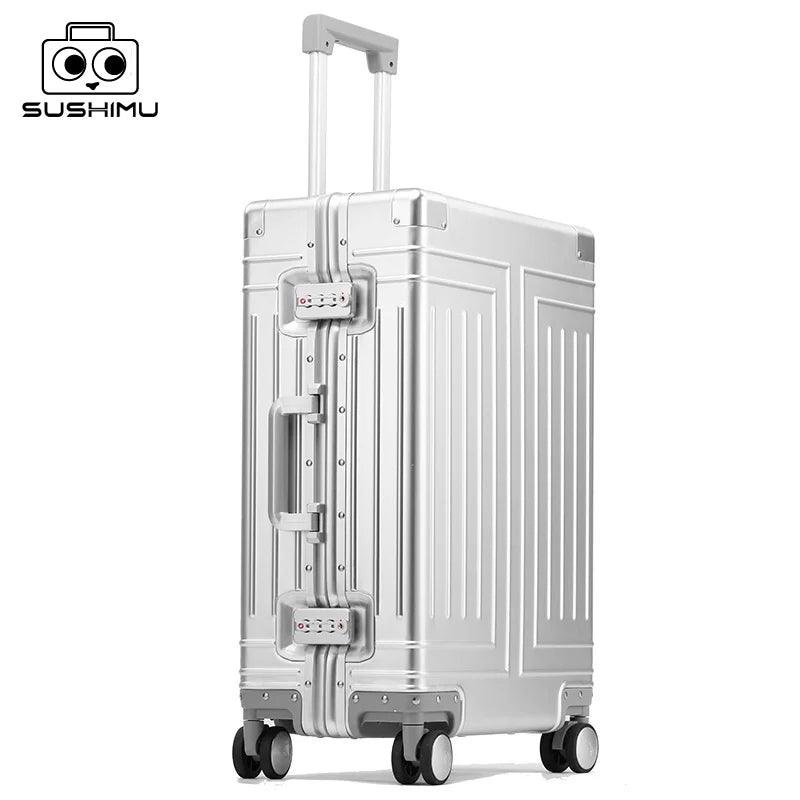 100% Aluminum-Magnesium Alloy Rolling Travel Suitcase - JVMCL