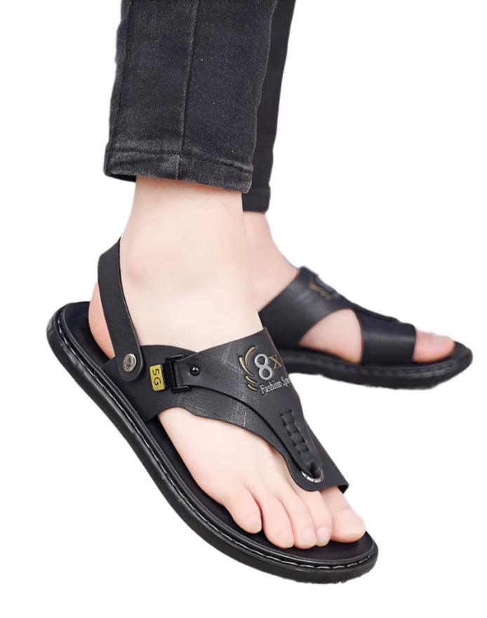 Men's Summer Water Trekking Beach Sandals-Anti-Slip Soft Sole Leather Flip Flops - JVMCL