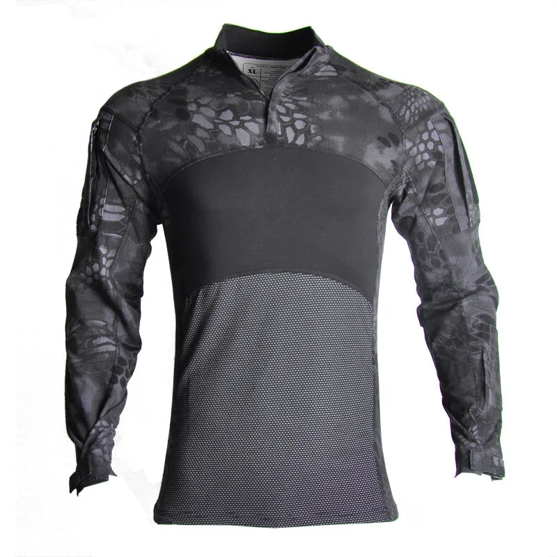 Men’s Cotton Tactical Combat Shirt – Long Sleeve Military Hiking & Climbing Gear