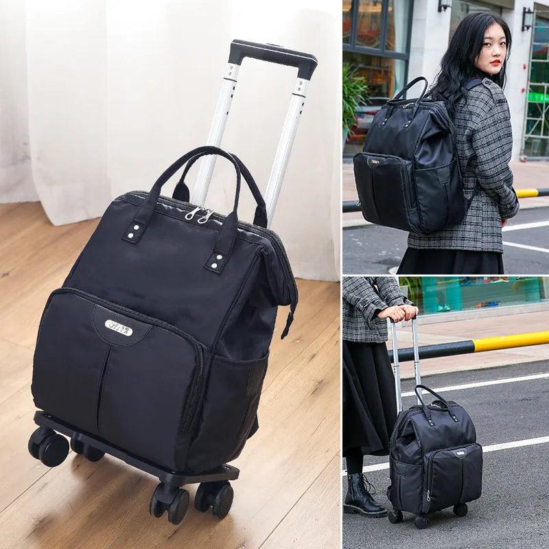 Wheeled Travel Backpack with Wheels – Large-Capacity Trolley Bag for Women - JVMCL