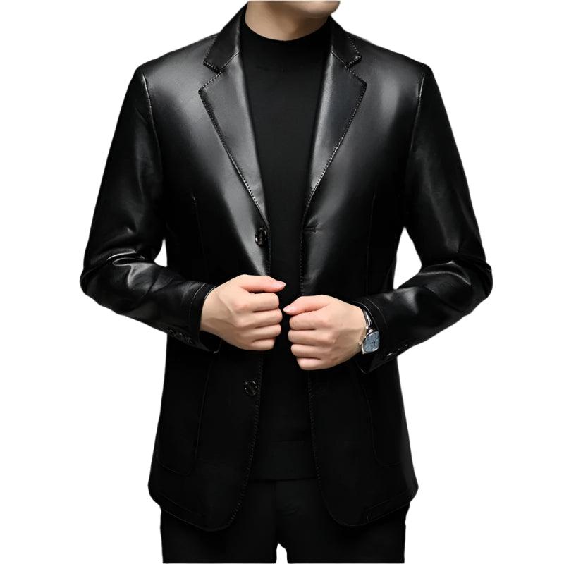 Leather Jacket for Men - Autumn Winter Casual Soft Motorcycle Outerwear (M-3XL) - JVMCL