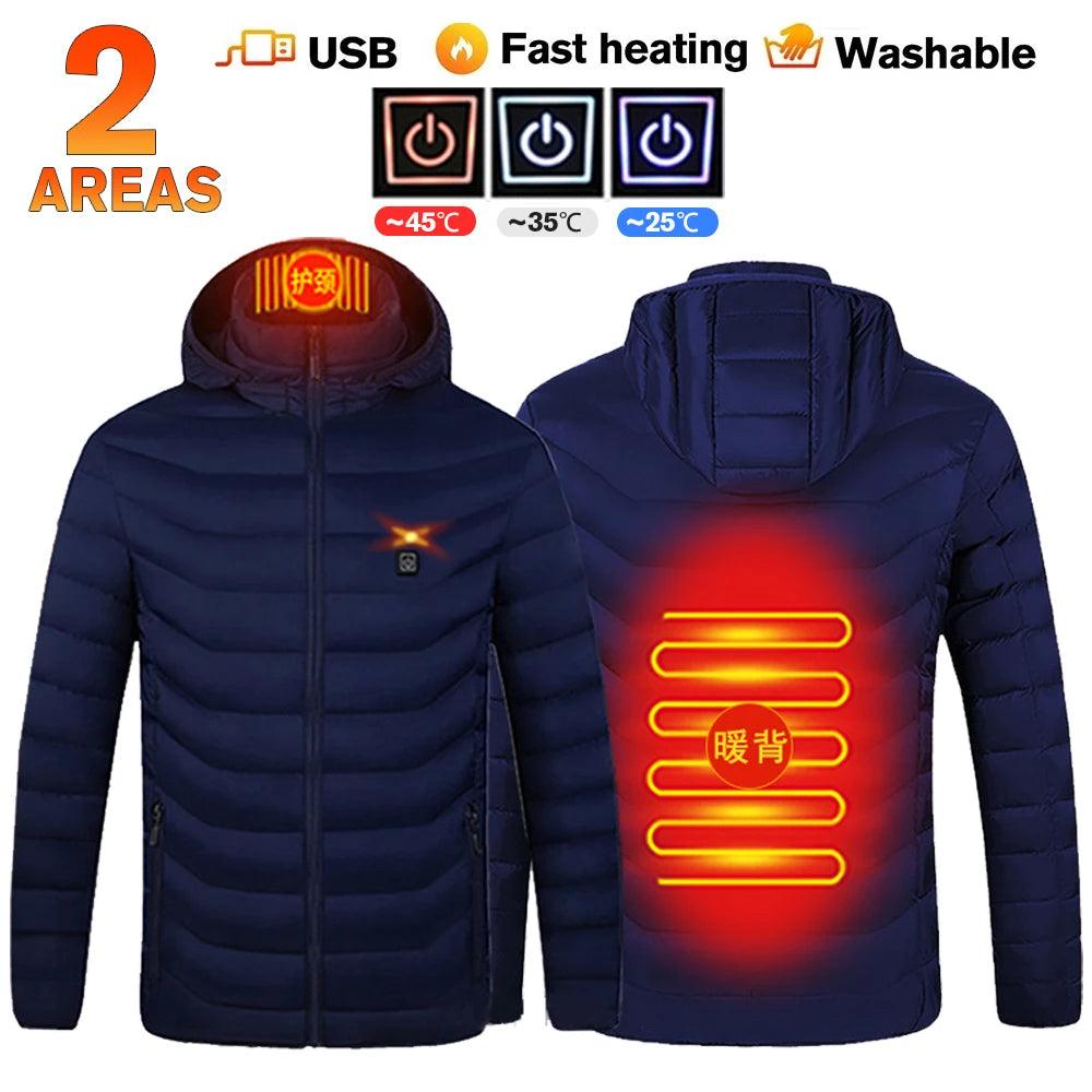 21-Area Heated Waterproof Winter Coat – USB-Powered Warm Vest for Men & Women - JVMCL