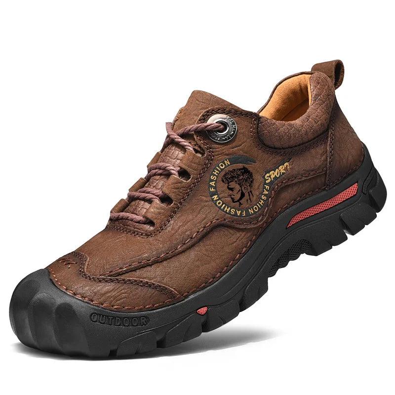 Men's Outdoor Hiking Shoes – Genuine Leather Sports & Travel Sneakers Footwear - JVMCL