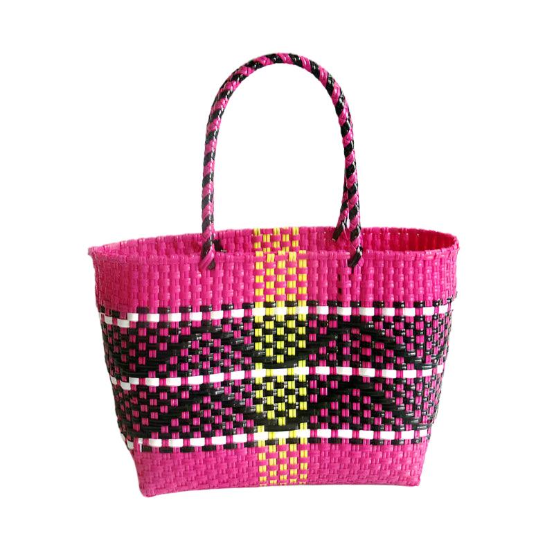 Handmade Plastic Woven Bohemian Tote – Summer Beach Shoulder Bag for Women - JVMCL