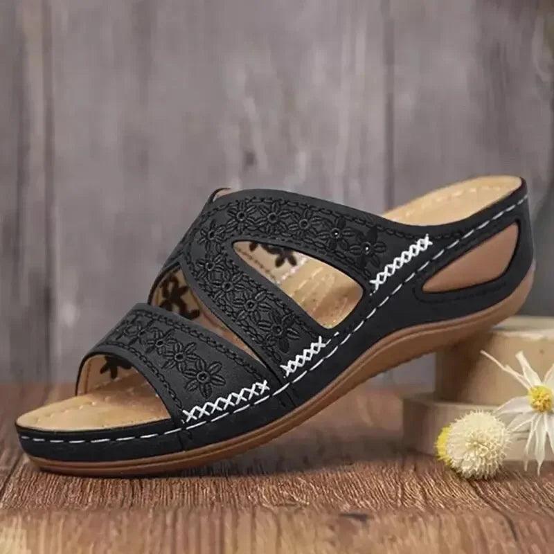 Anti-Slip Orthopedic Premium Women's Wedge Open Toe Sandals - Platform Slippers - JVMCL