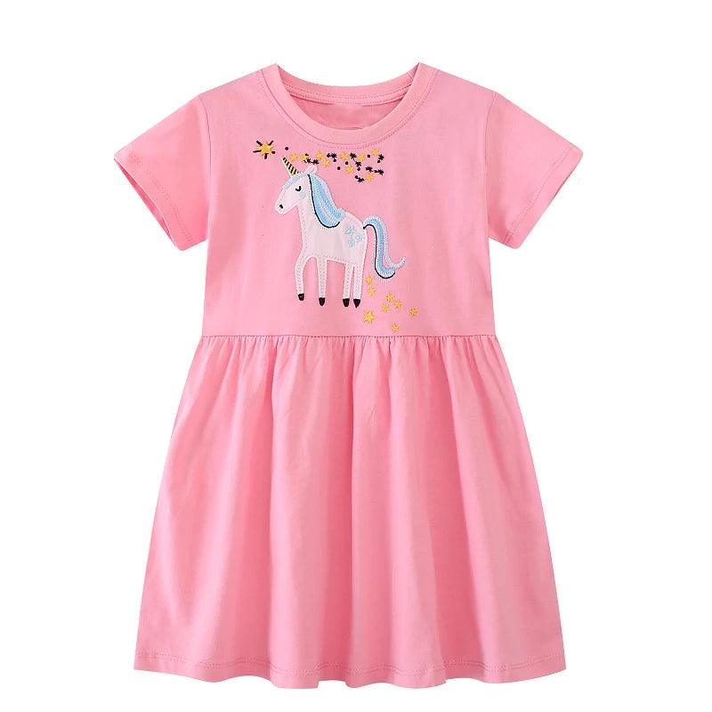 Embroidered Cartoon Rabbit & Flower Dress – Adorable Summer Outfit for Girls - JVMCL