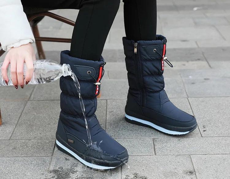 Fashion Platform Winter Thick Plush Waterproof Non-slip Boots Women Winter Shoes - JVMCL